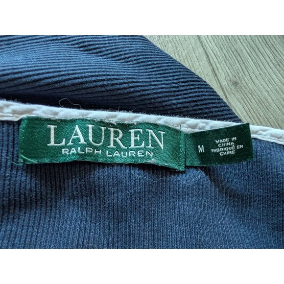 Lauren Ralph Lauren Navy Puff Sleeve Ribbed Knit Top Size M - Picture 4 of 6